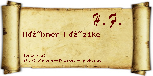 Hübner Füzike névjegykártya